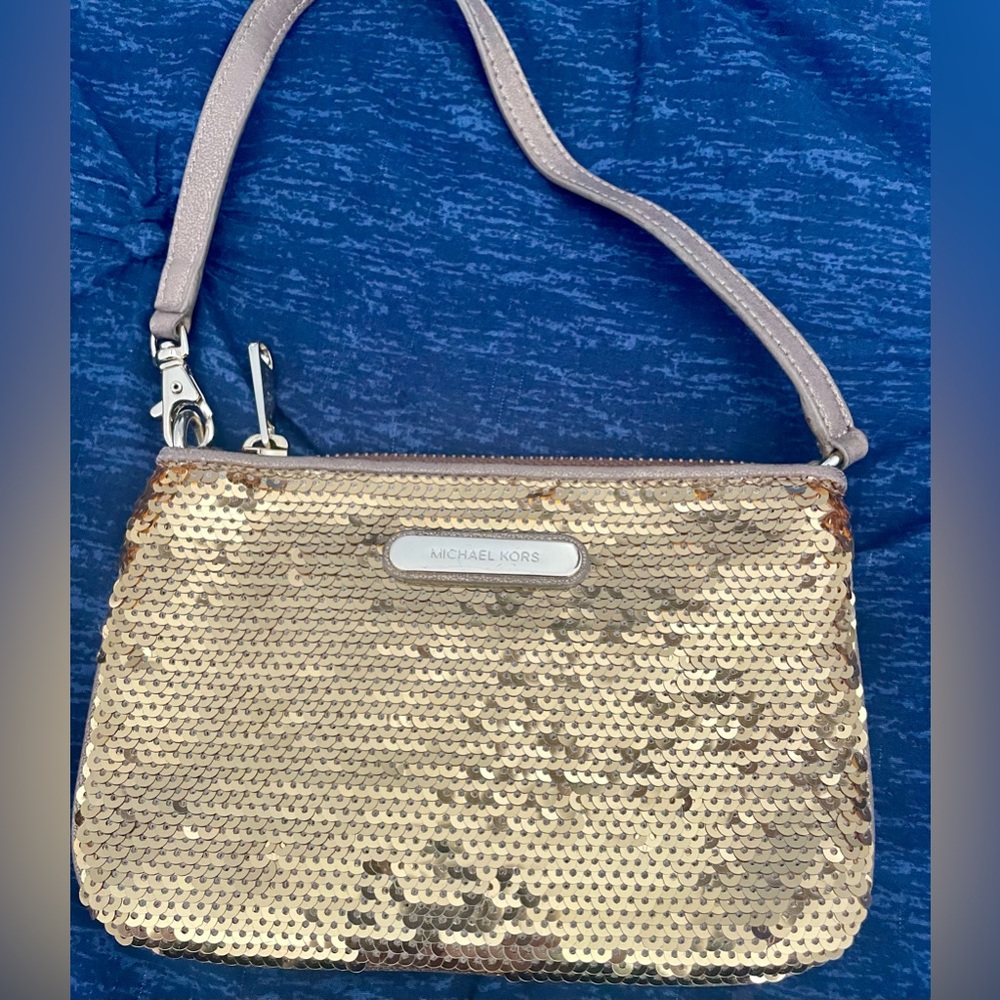 Michael Kors Gold Sequins wristlet/clutch